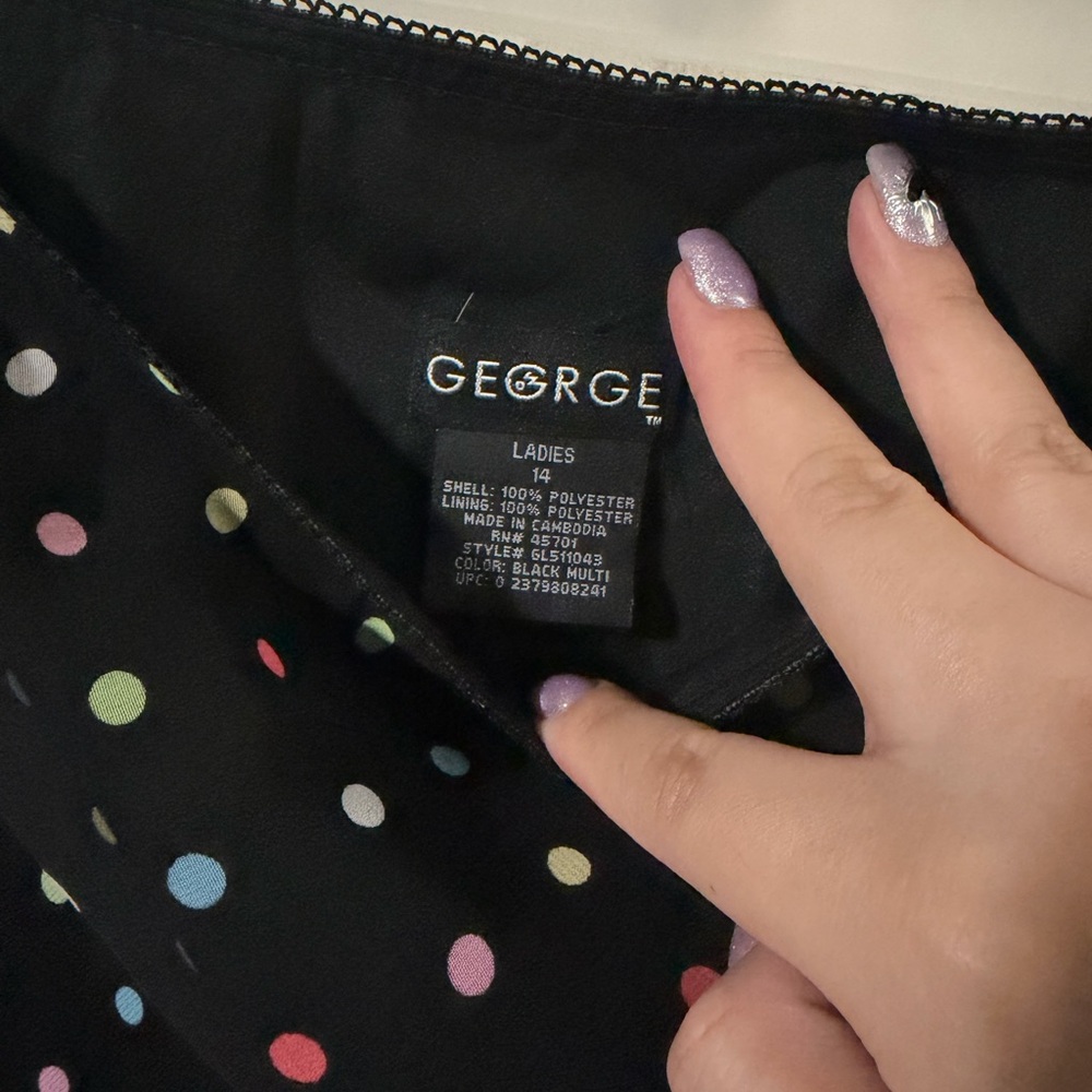 ❄️George Black A-Line Skirt with Multicolor Polka Dots - Picture 2 of 3